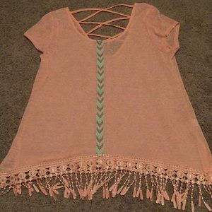 Pink Cross Back Tee